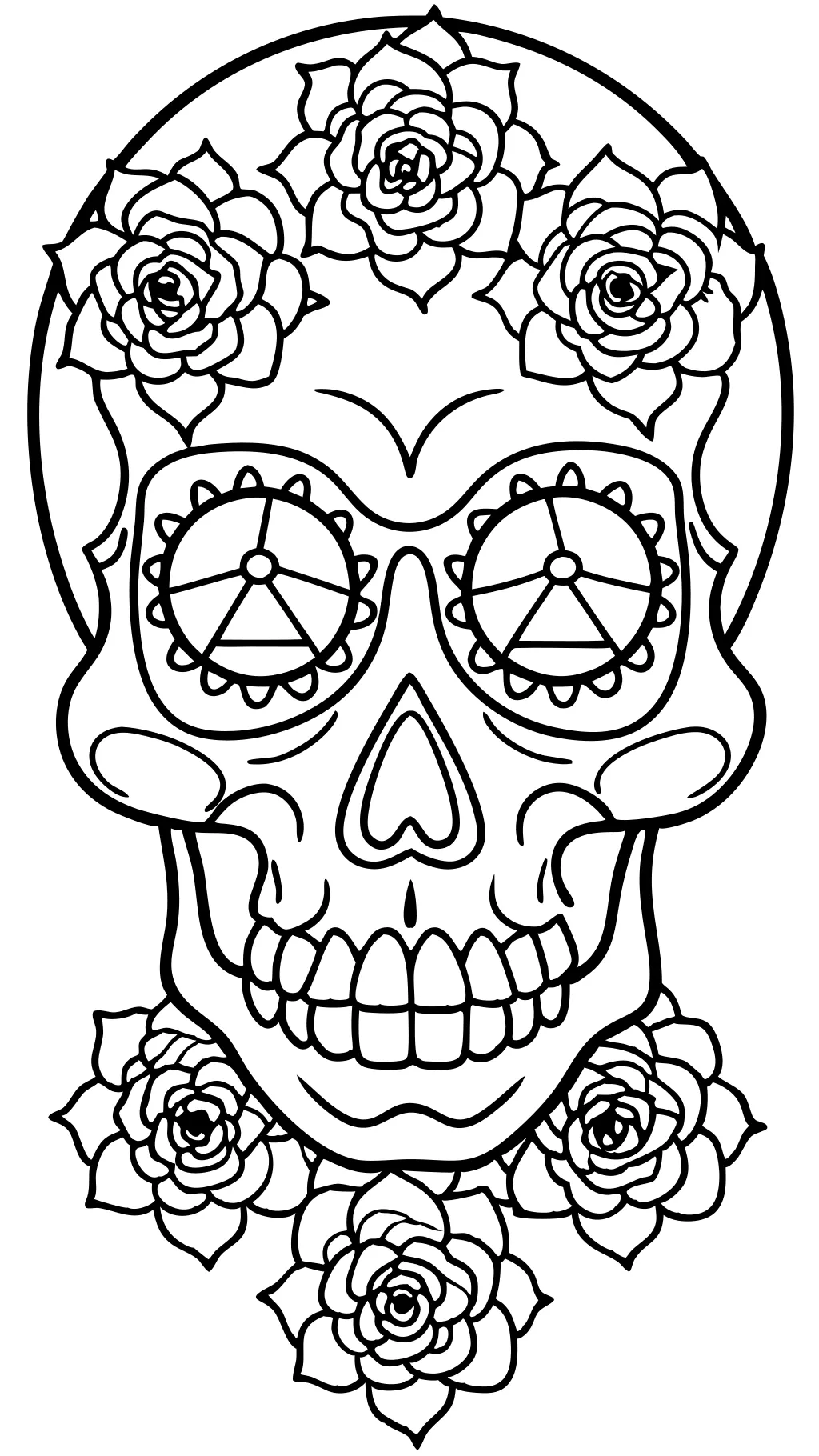 skull with roses coloring pages